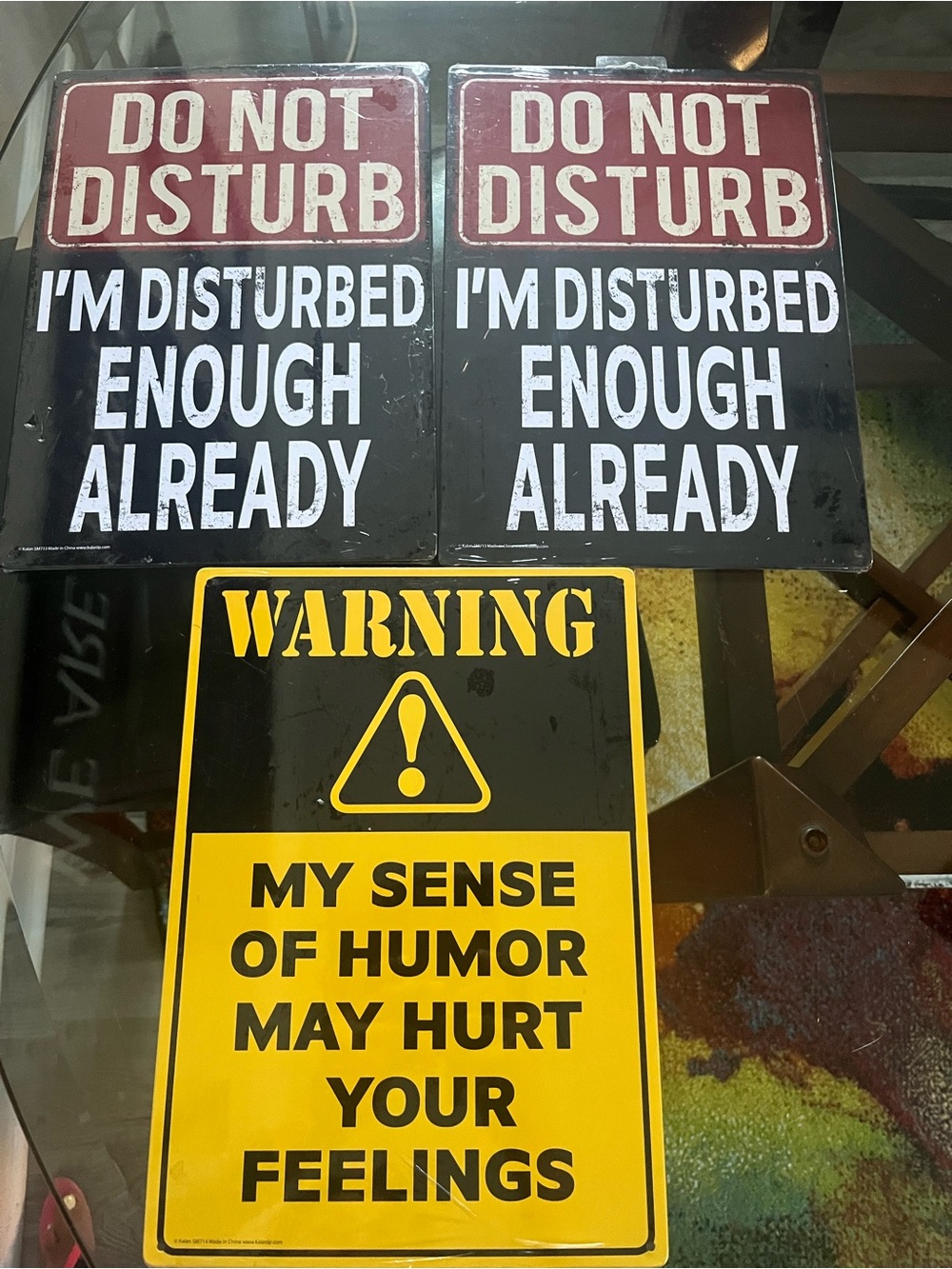 Do Not Disturb / Warning Humorous Metal Signs - Black, Red, Yellow
